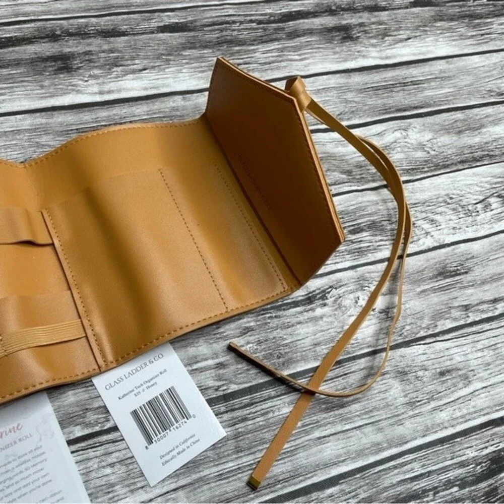 Glass Ladder & Co Katherine Tech Organizer Roll Vegan Leather Brown